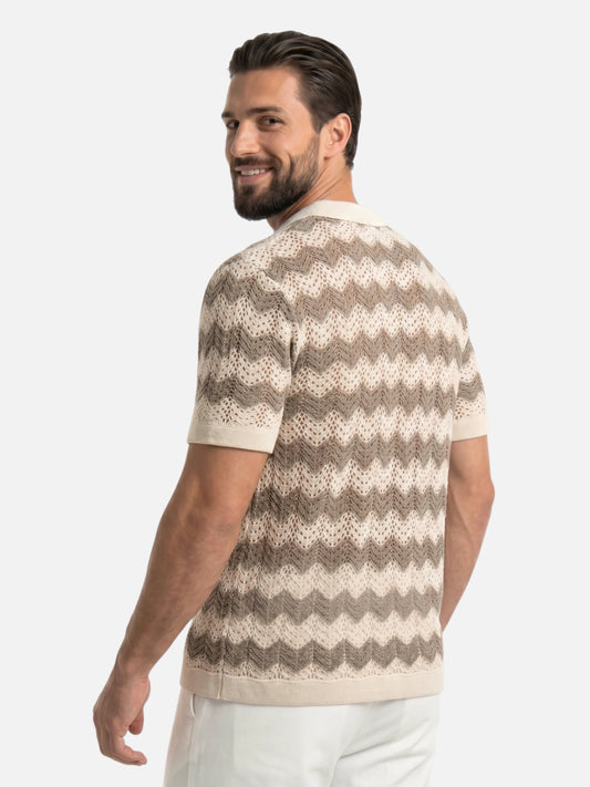 Montviro | Men’s Crochet Knit Shirt – Retro Summer Elegance