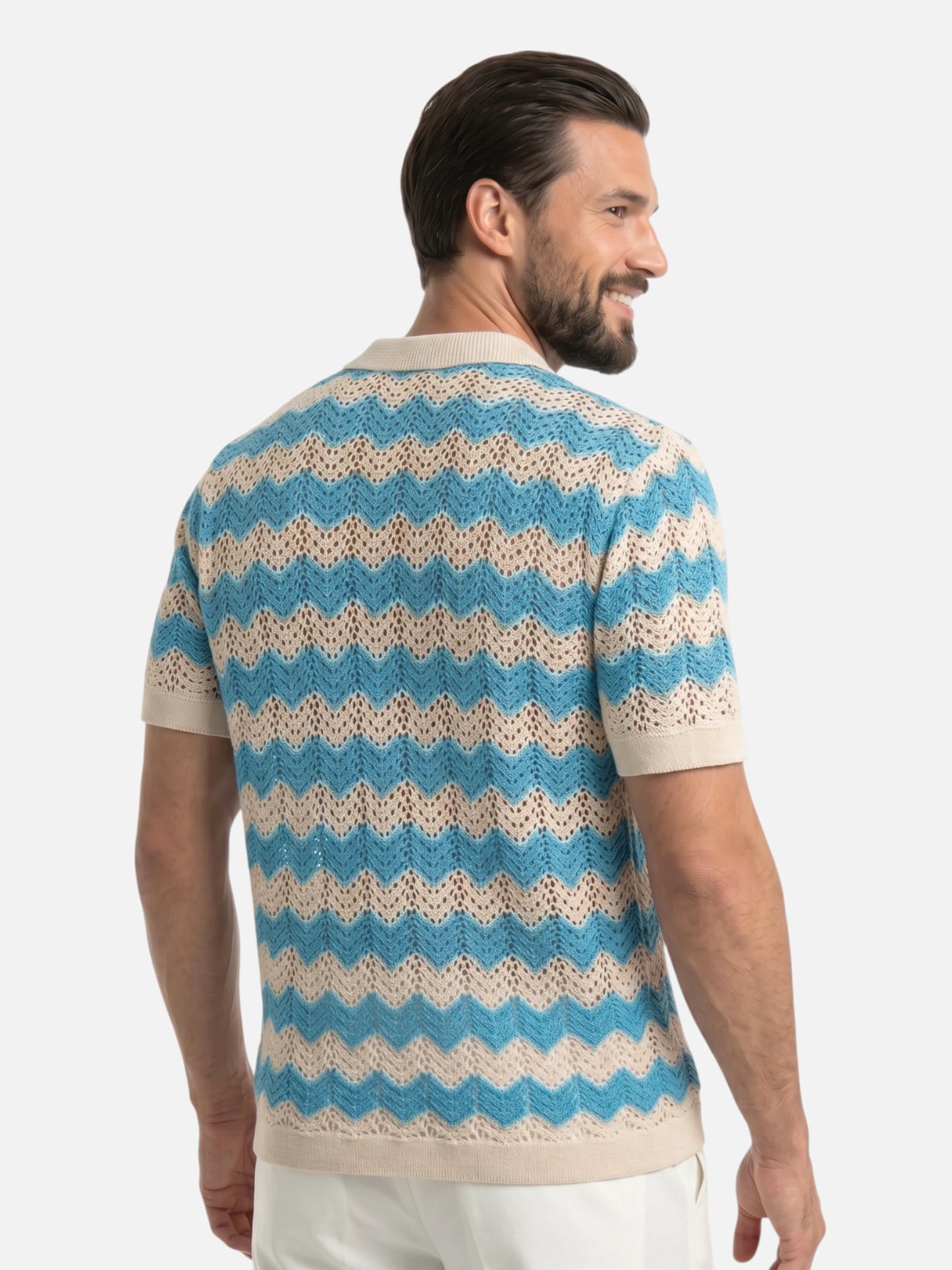 Montviro | Men’s Crochet Knit Shirt – Retro Summer Elegance