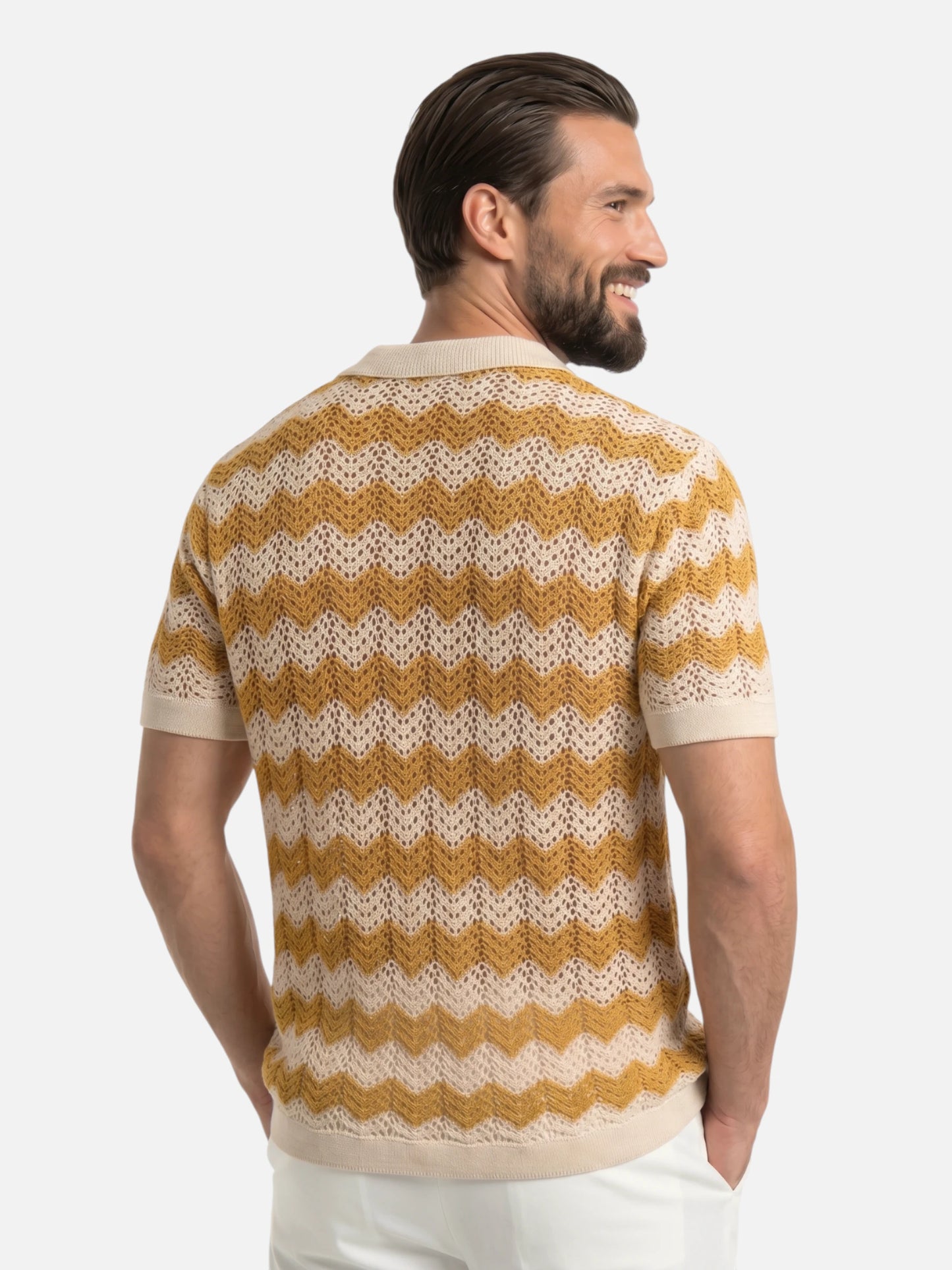 Montviro | Men’s Crochet Knit Shirt – Retro Summer Elegance