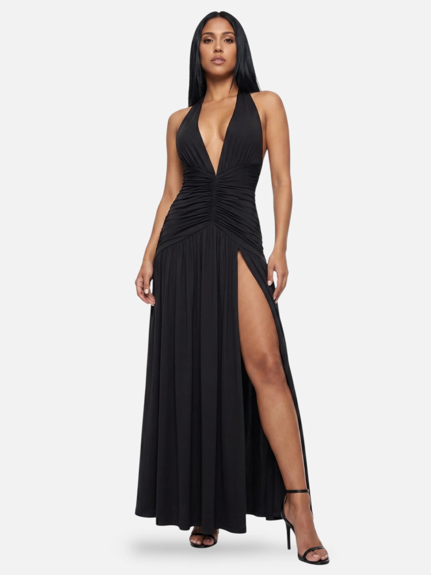 Montviro | Women’s Halter Maxi Dress – Elegant Split Detail