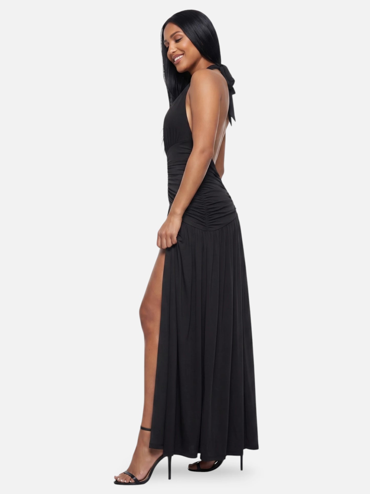 Montviro | Women’s Halter Maxi Dress – Elegant Split Detail