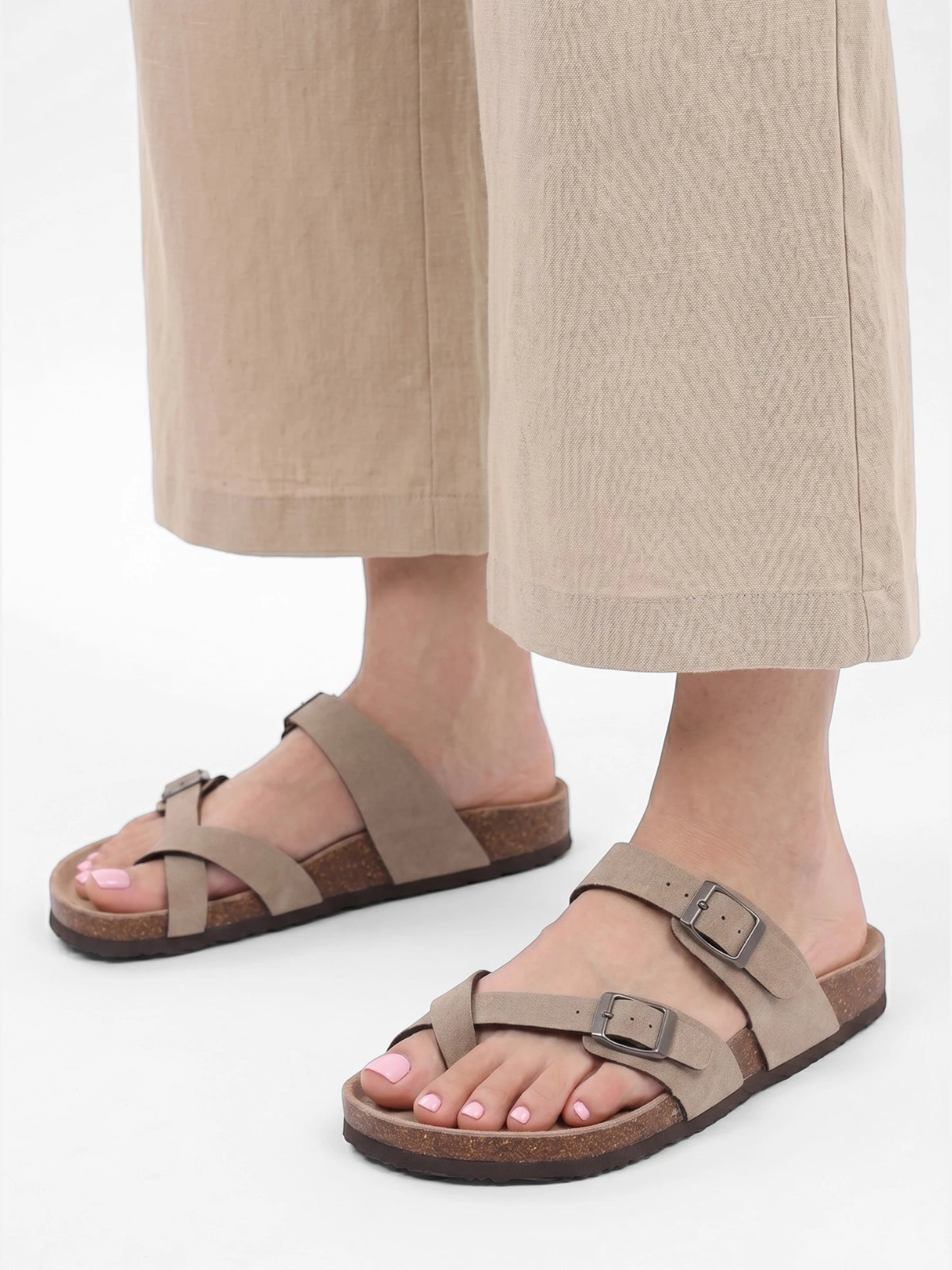 Montviro | Women’s Double Buckle Cork Sandals – Everyday Comfort Style