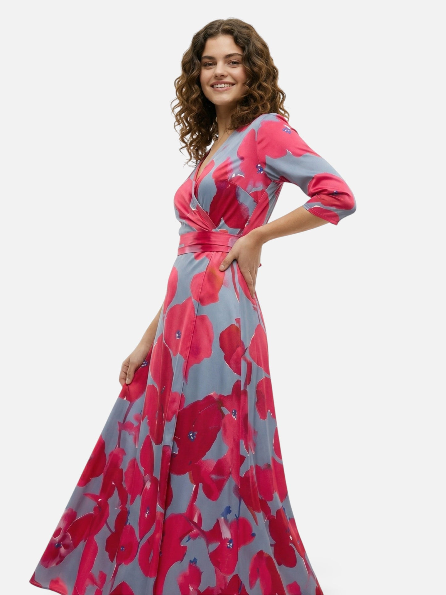 Montviro | Women’s Floral Wrap Maxi Dress – Elegant Silhouette
