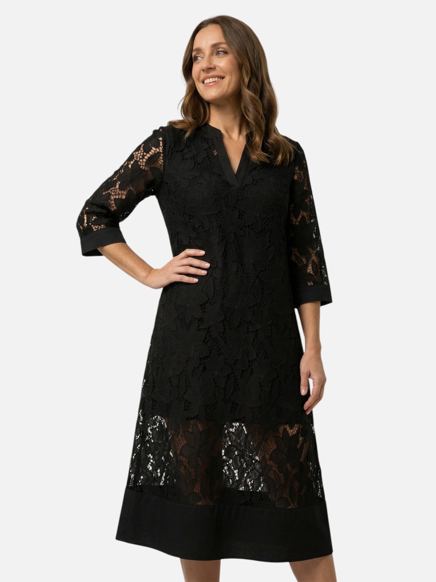 Montviro | Women’s Embroidered Midi Dress – Lace Detail Elegance