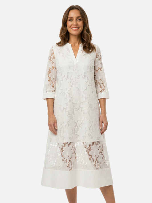 Montviro | Women’s Embroidered Midi Dress – Lace Detail Elegance