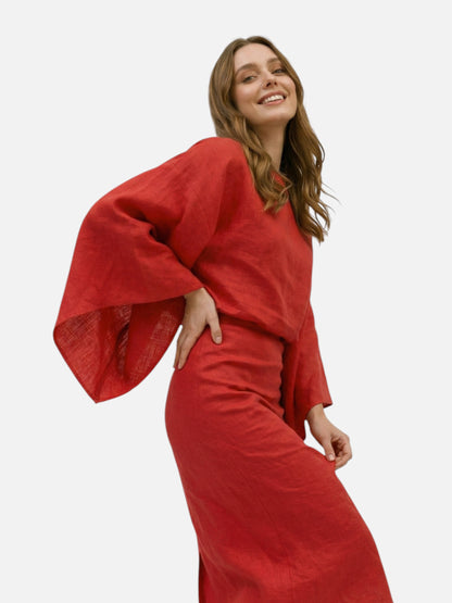 Montviro | Women’s Kimono Midi Dress – Minimalist Draped Silhouette