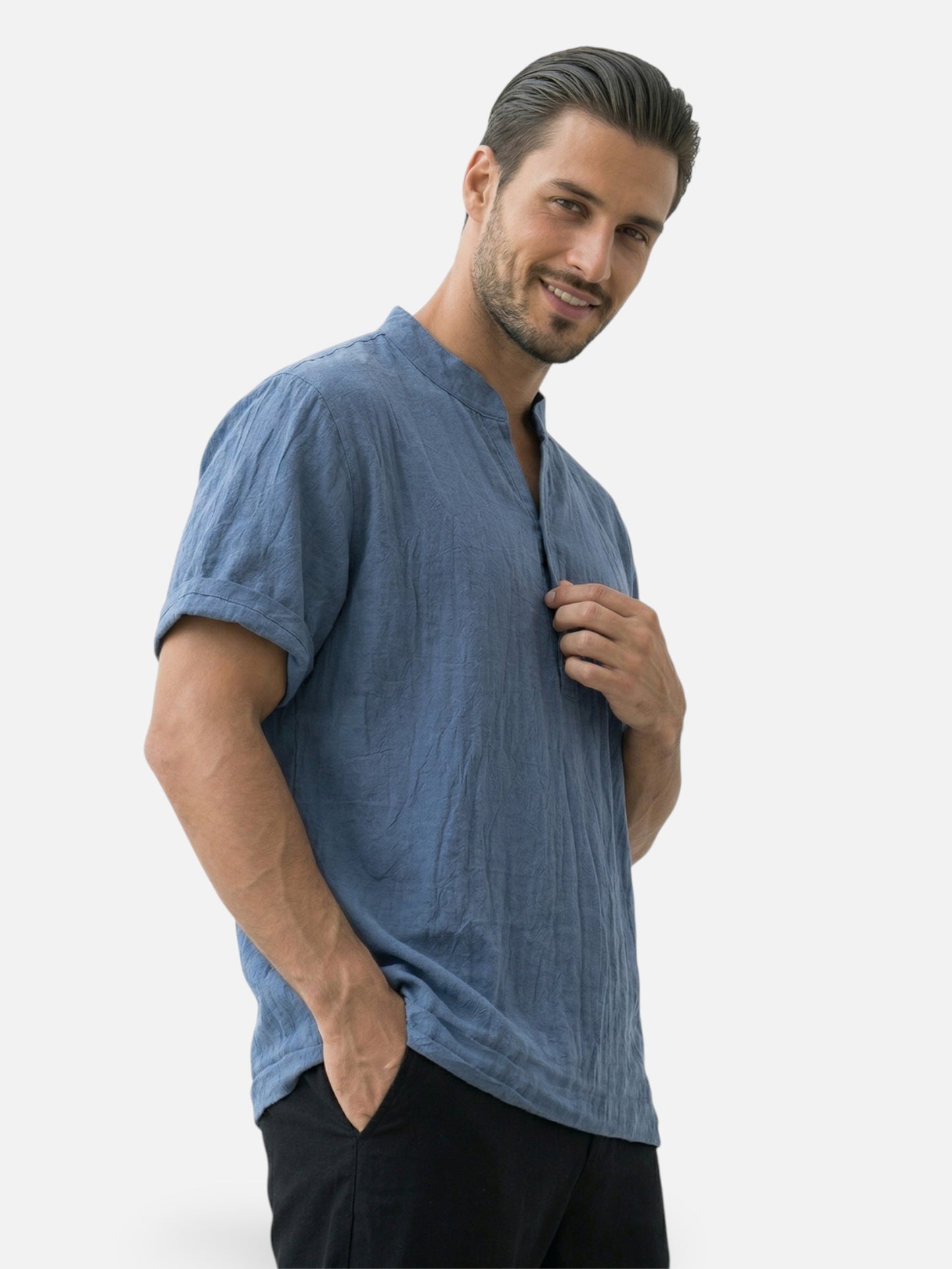 Montviro | Men’s Mandarin Collar Shirt – Casual Refined Style