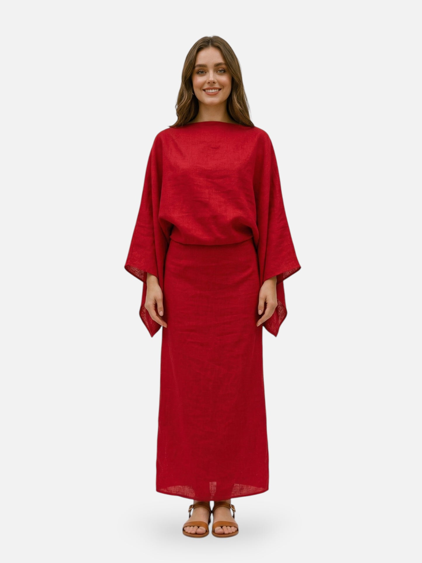 Montviro | Women’s Kimono Midi Dress – Minimalist Draped Silhouette