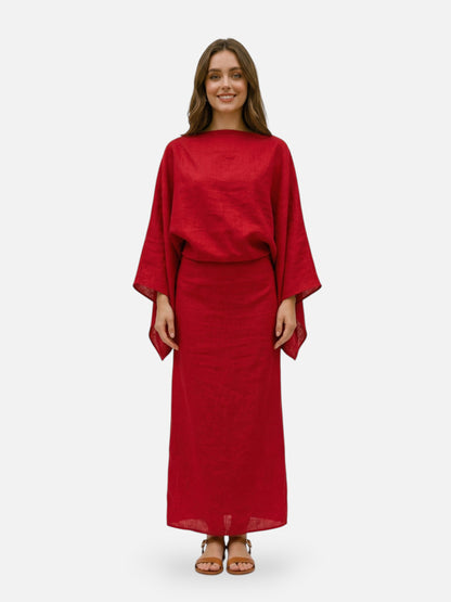 Montviro | Women’s Kimono Midi Dress – Minimalist Draped Silhouette