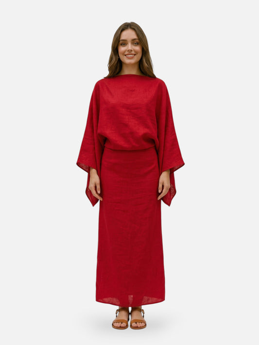 Montviro | Women’s Kimono Midi Dress – Minimalist Draped Silhouette
