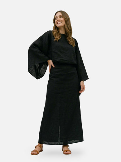 Montviro | Women’s Kimono Midi Dress – Minimalist Draped Silhouette