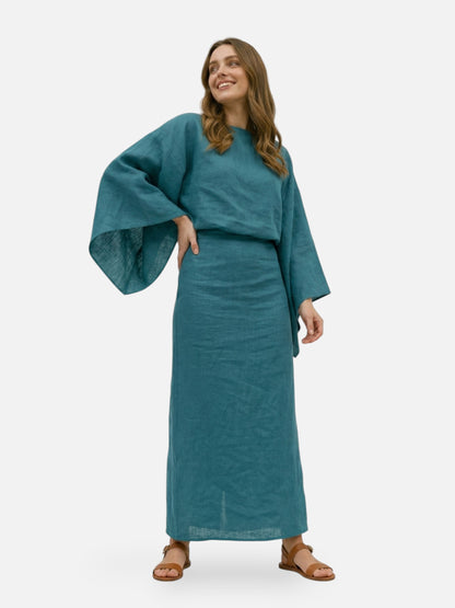 Montviro | Women’s Kimono Midi Dress – Minimalist Draped Silhouette