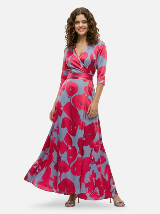 Montviro | Women’s Floral Wrap Maxi Dress – Elegant Silhouette