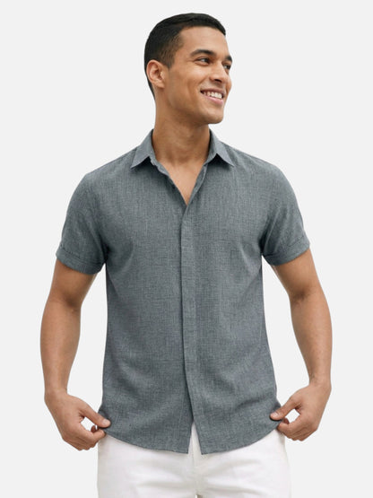 Montviro | Men’s Short Sleeve Shirt – Linen Blend Elegance