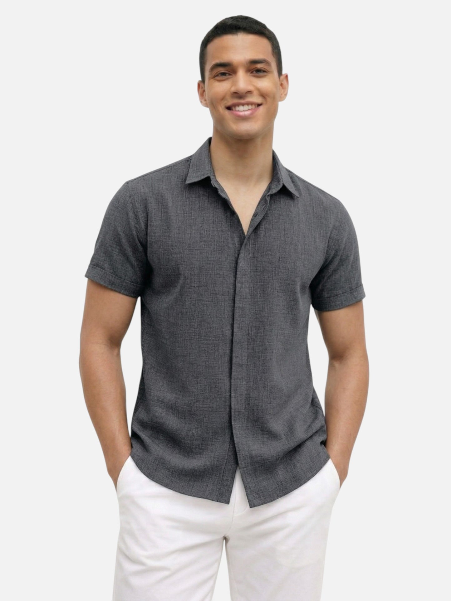 Montviro | Men’s Short Sleeve Shirt – Linen Blend Elegance