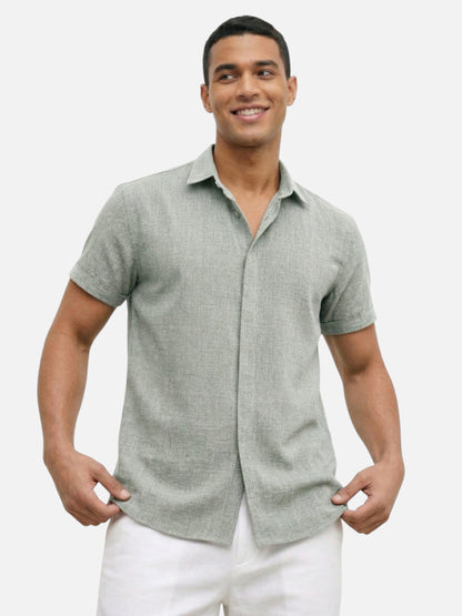 Montviro | Men’s Short Sleeve Shirt – Linen Blend Elegance