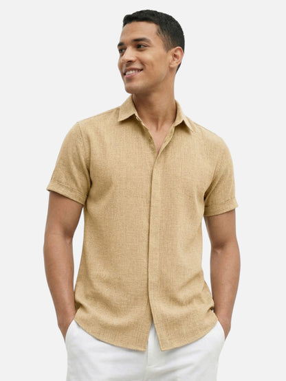 Montviro | Men’s Short Sleeve Shirt – Linen Blend Elegance