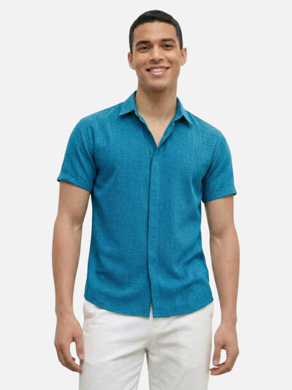 Montviro | Men’s Short Sleeve Shirt – Linen Blend Elegance