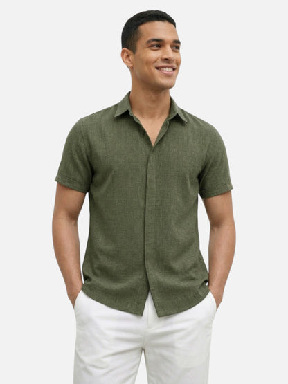 Montviro | Men’s Short Sleeve Shirt – Linen Blend Elegance