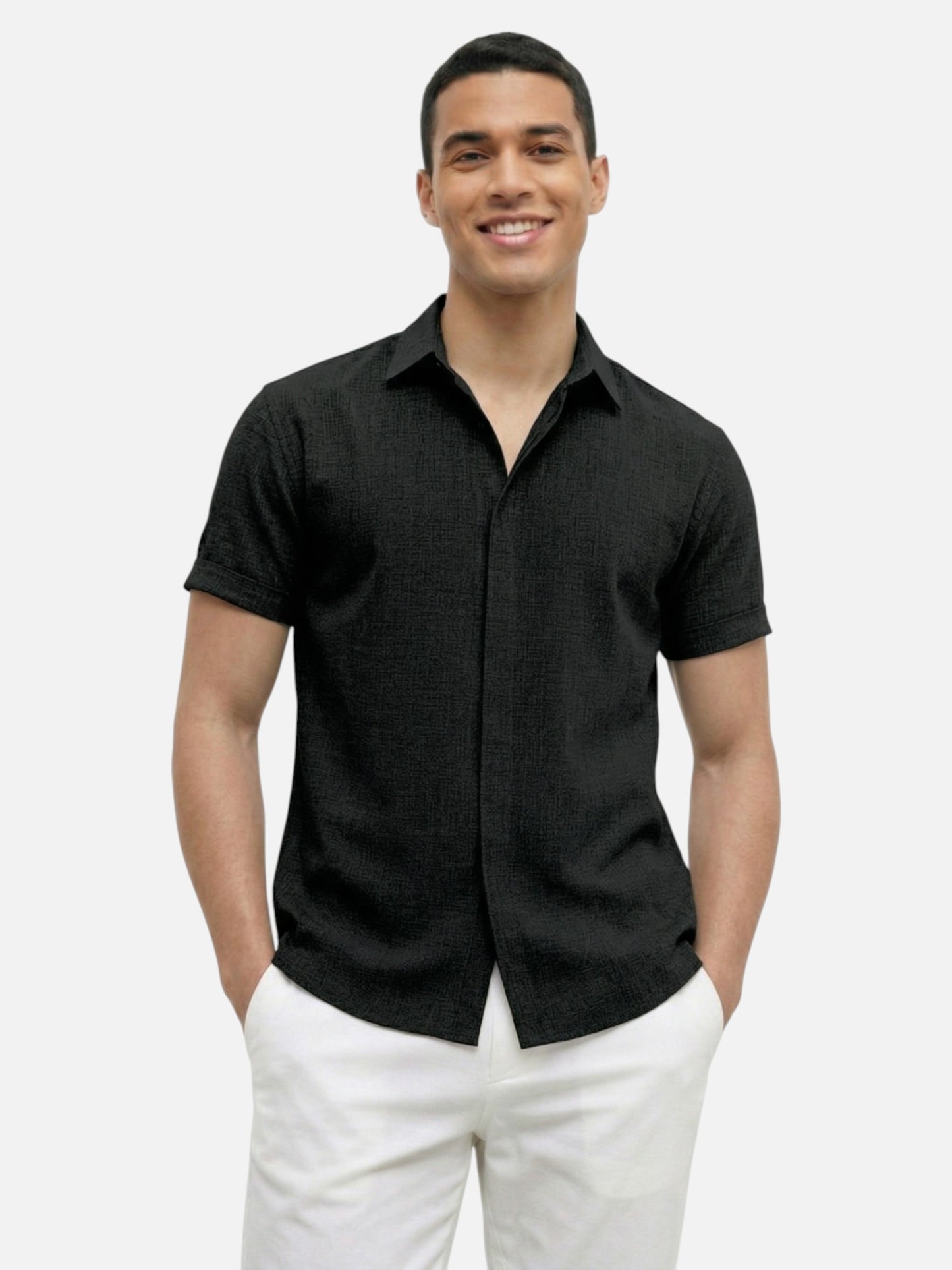 Montviro | Men’s Short Sleeve Shirt – Linen Blend Elegance
