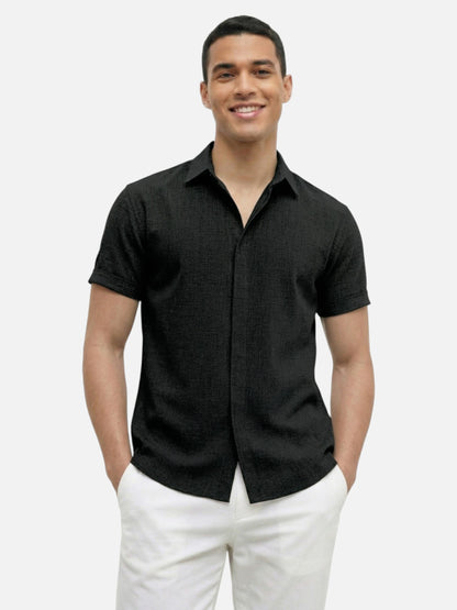 Montviro | Men’s Short Sleeve Shirt – Linen Blend Elegance