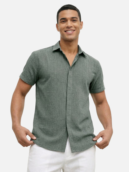 Montviro | Men’s Short Sleeve Shirt – Linen Blend Elegance