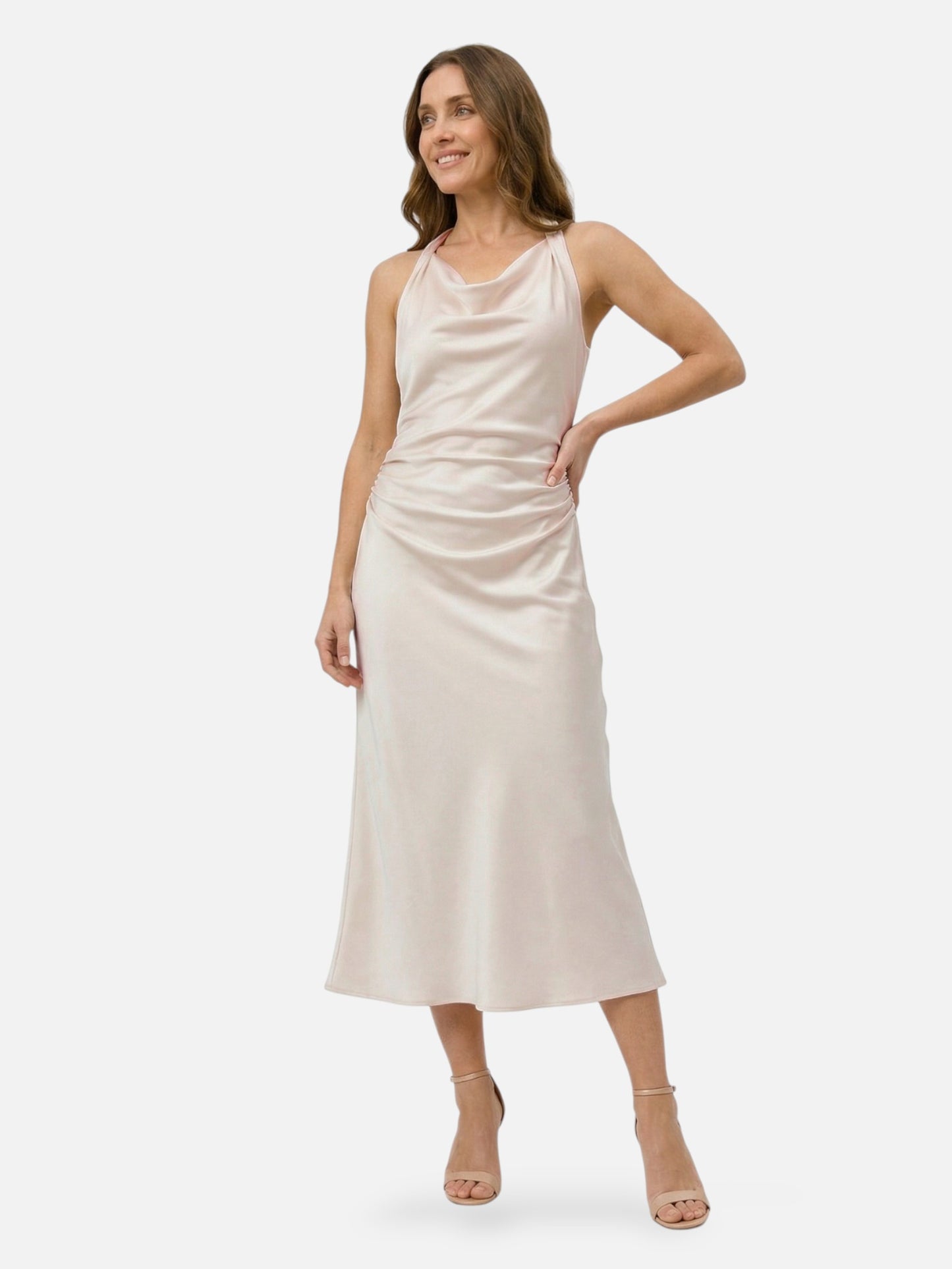 Montviro | Women’s Ruched Midi Dress – Refined Minimal Silhouette