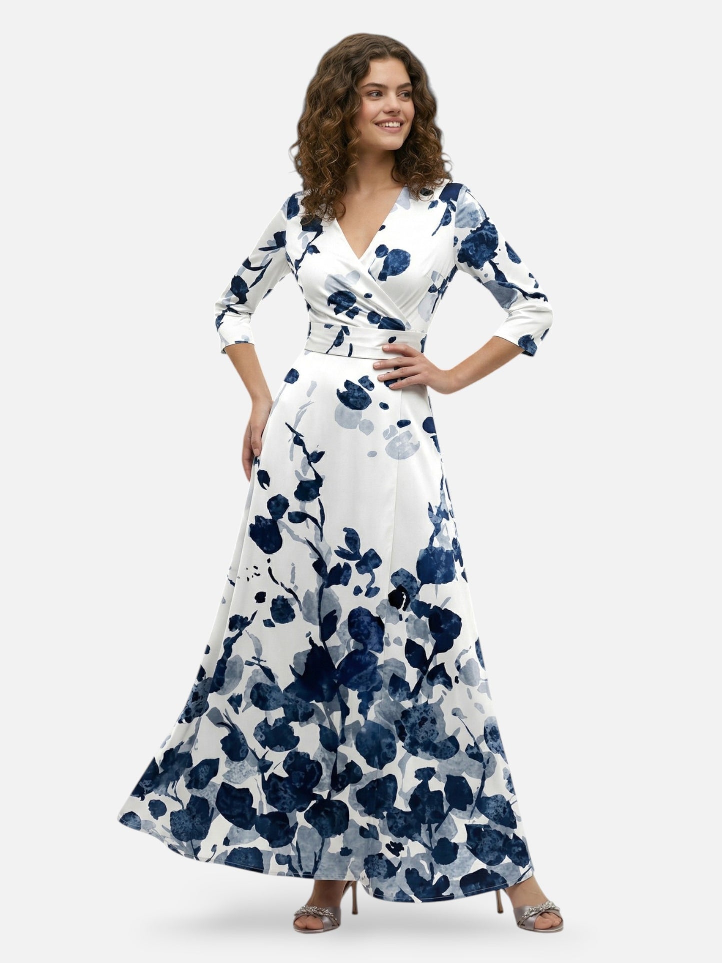 Montviro | Women’s Floral Wrap Maxi Dress – Elegant Silhouette