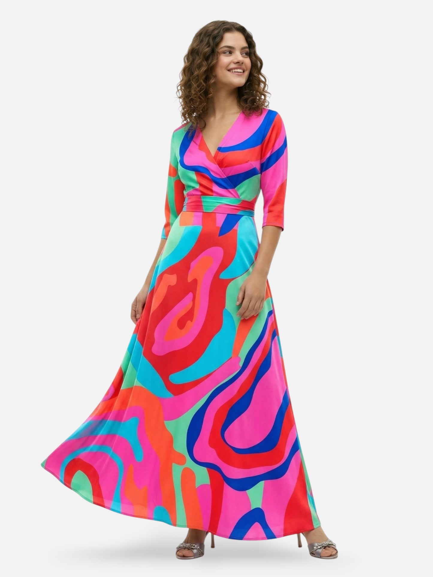 Montviro | Women’s Floral Wrap Maxi Dress – Elegant Silhouette