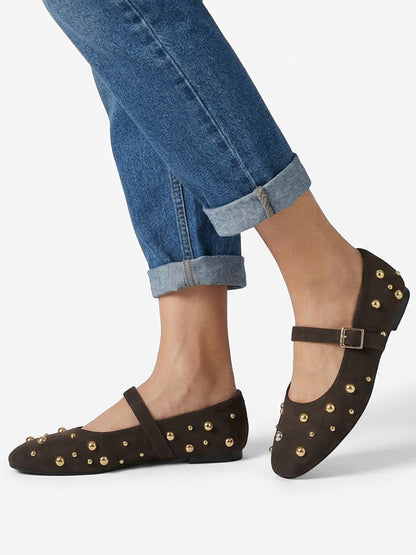 Montviro | Women’s Studded Mary Jane Flats – Statement Elegance