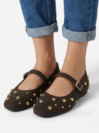 Montviro | Women’s Studded Mary Jane Flats – Statement Elegance