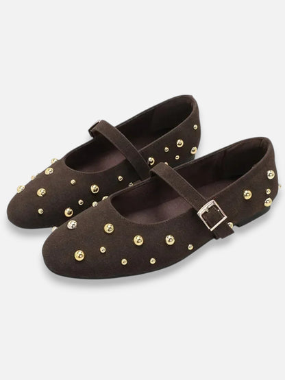 Montviro | Women’s Studded Mary Jane Flats – Statement Elegance
