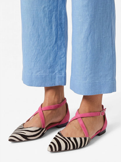 Montviro | Women’s Zebra Print Ballet Flats with Straps