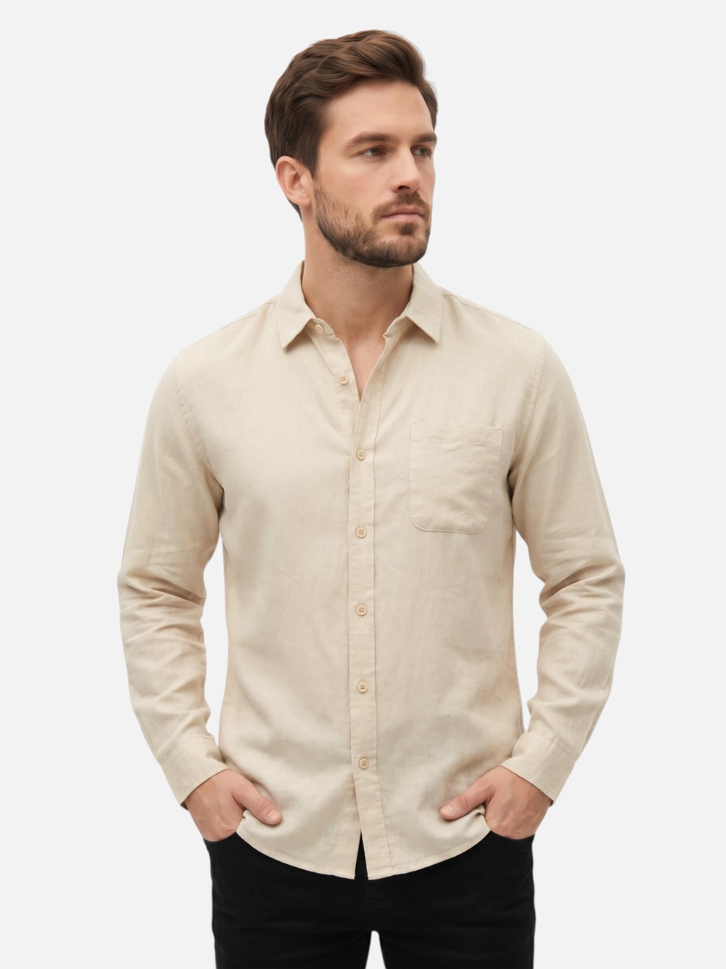 Montviro | Men’s Long Sleeve Shirt – Breathable Linen Style