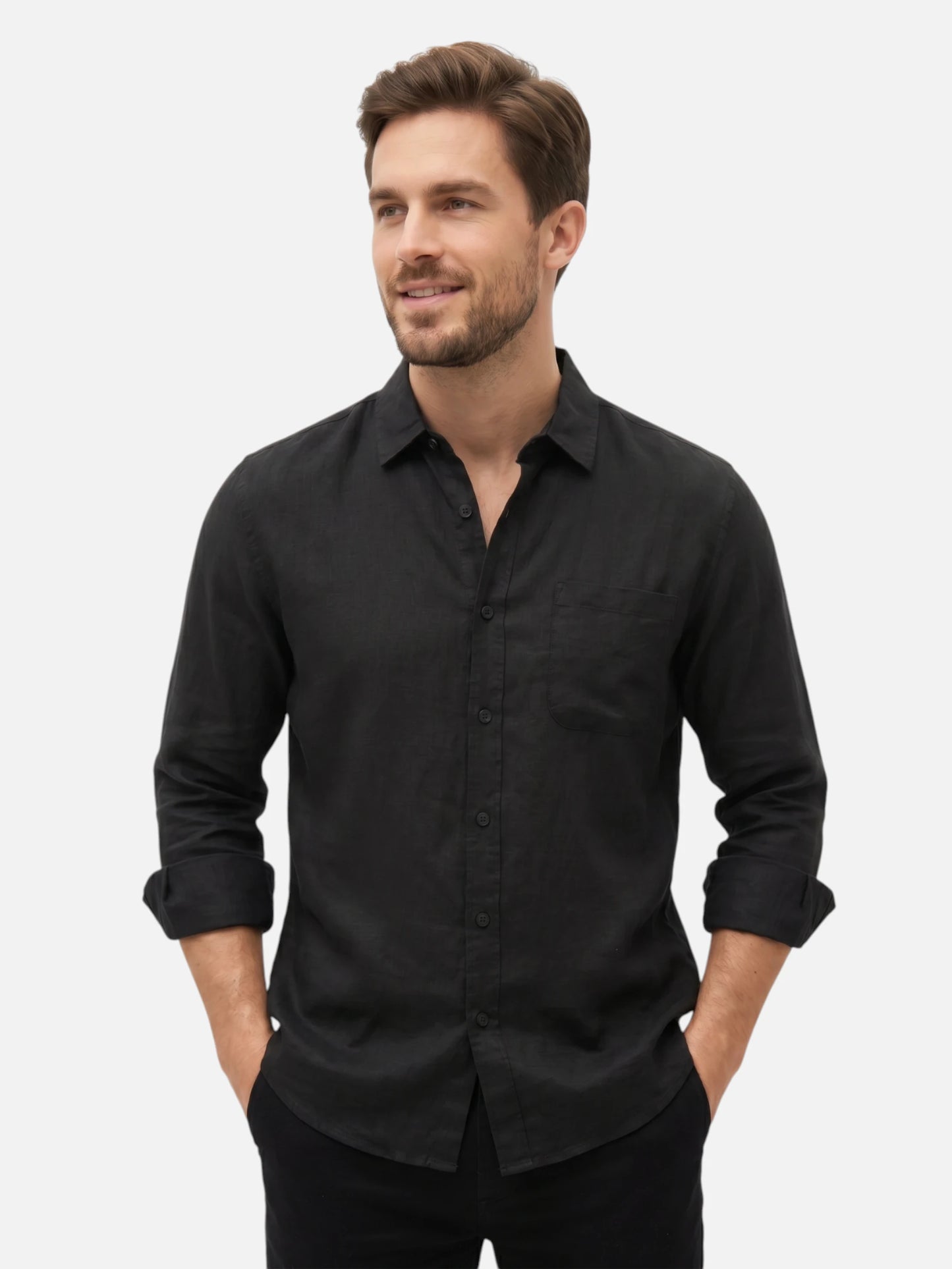 Montviro | Men’s Long Sleeve Shirt – Breathable Linen Style
