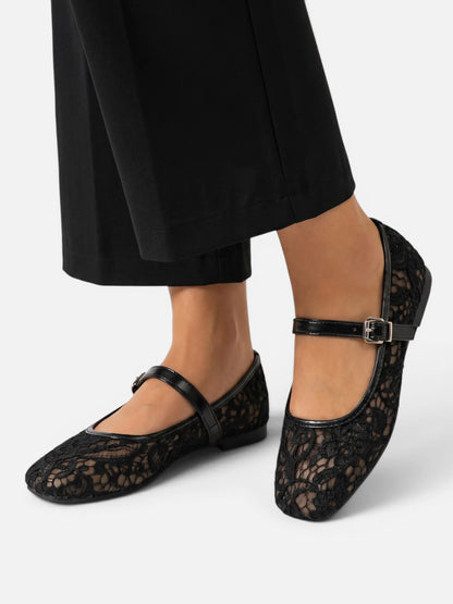 Montviro | Women’s Lace Mary Jane Ballet Flats – Elegant Everyday Style
