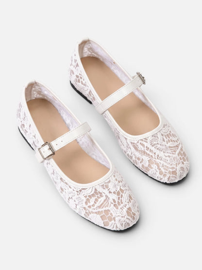 Montviro | Women’s Lace Mary Jane Ballet Flats – Elegant Everyday Style
