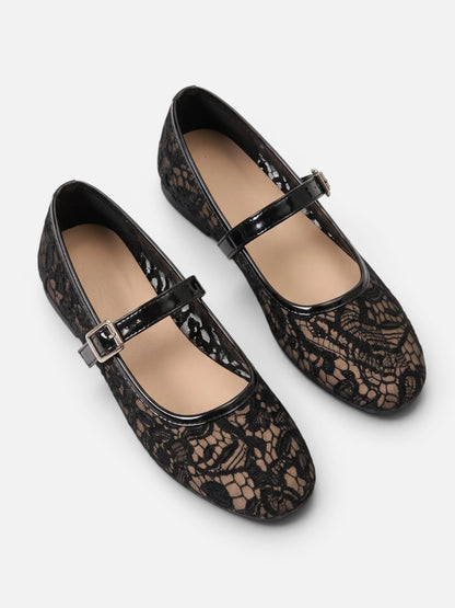 Montviro | Women’s Lace Mary Jane Ballet Flats – Elegant Everyday Style