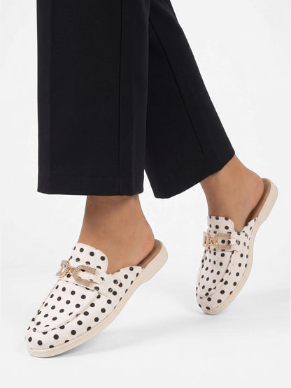 Montviro | Women’s Polka Dot Mule Loafers – Metal Detail Comfort
