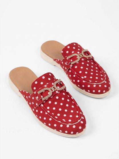 Montviro | Women’s Polka Dot Mule Loafers – Metal Detail Comfort
