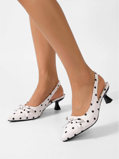 Montviro | Women’s Polka Dot Butterfly Bow Heels – Summer Elegance