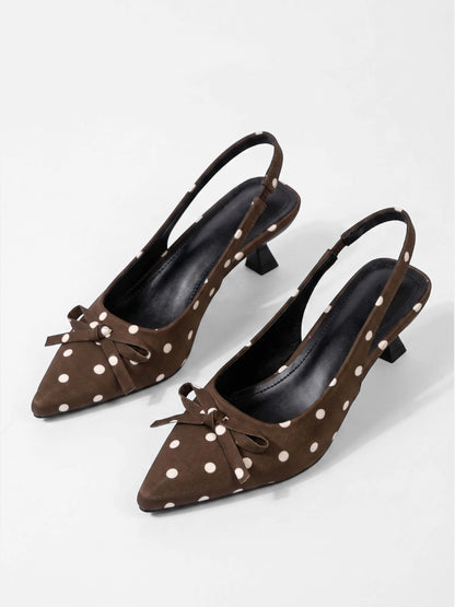 Montviro | Women’s Polka Dot Butterfly Bow Heels – Summer Elegance