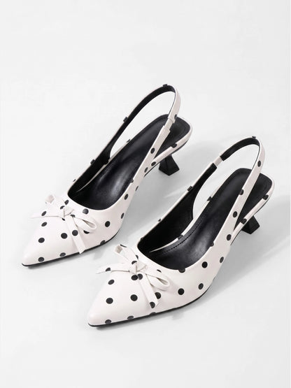 Montviro | Women’s Polka Dot Butterfly Bow Heels – Summer Elegance