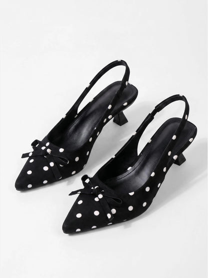 Montviro | Women’s Polka Dot Butterfly Bow Heels – Summer Elegance