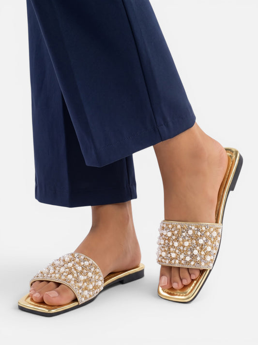 Montviro | Women’s Crystal Flat Sandals – Comfortable Beach Style