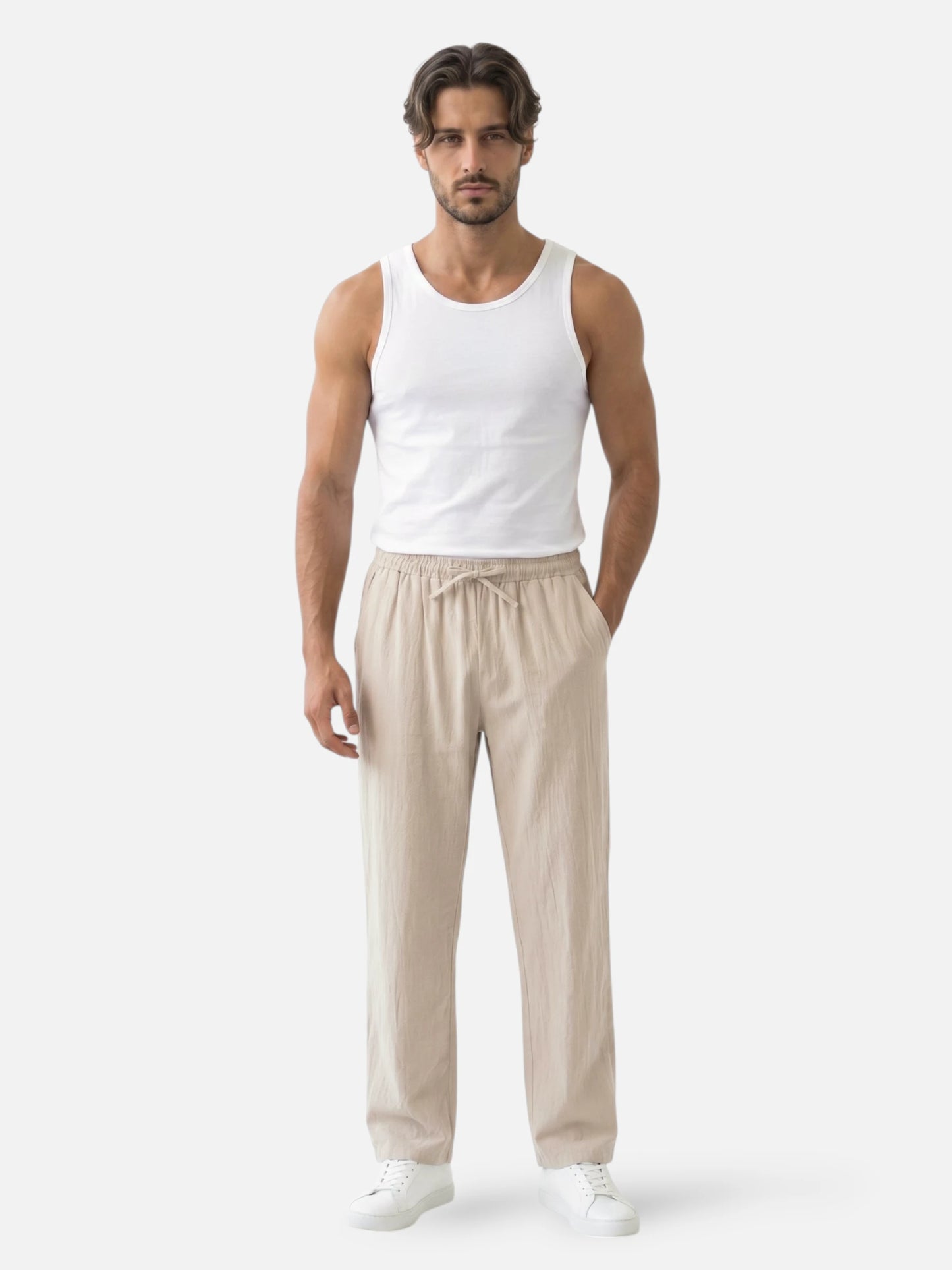 Montviro | Men’s Linen Style Trousers – Coastal Summer Elegance