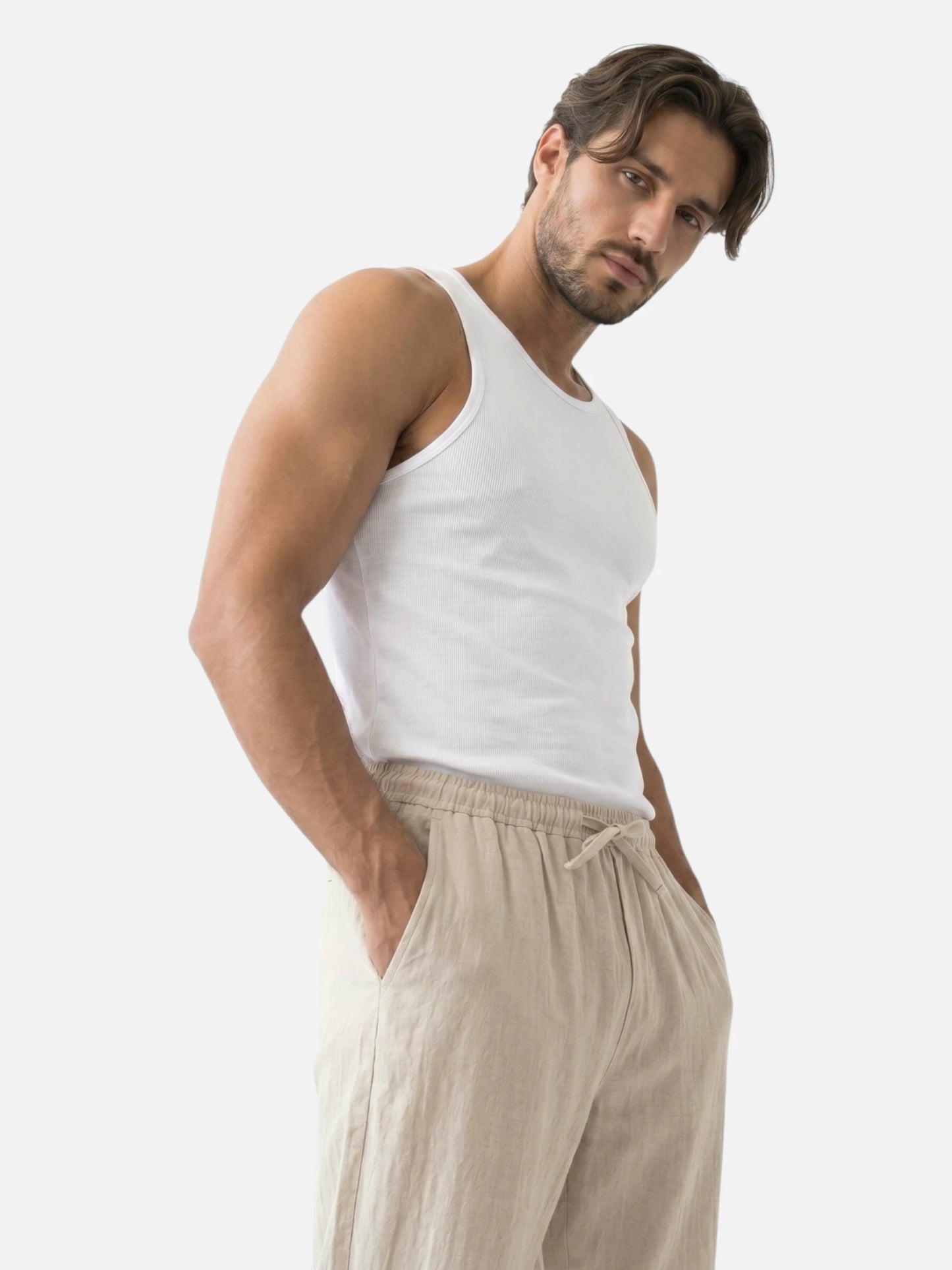 Montviro | Men’s Linen Style Trousers – Coastal Summer Elegance