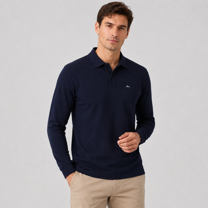 Montviro | Men's Polo Shirt Geometric Print Long Sleeve Regular Fit