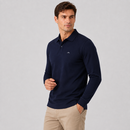 Montviro | Men's Polo Shirt Geometric Print Long Sleeve Regular Fit