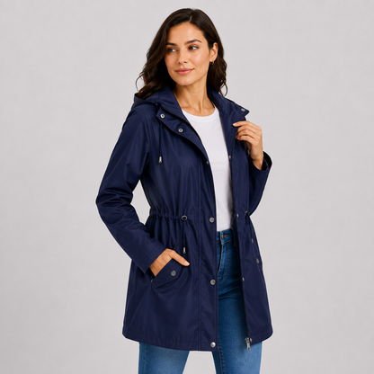 Montviro | Women's Plus Size Jacket Lightweight Hooded Cinched Waist